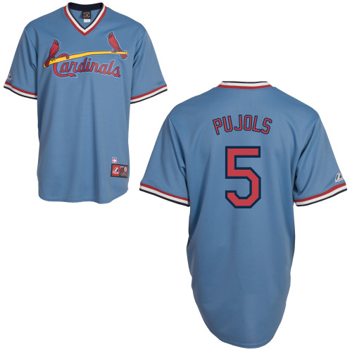 Cardinals #5 Albert Pujols Blue Cooperstown Throwback Stitched MLB Jersey - Click Image to Close
